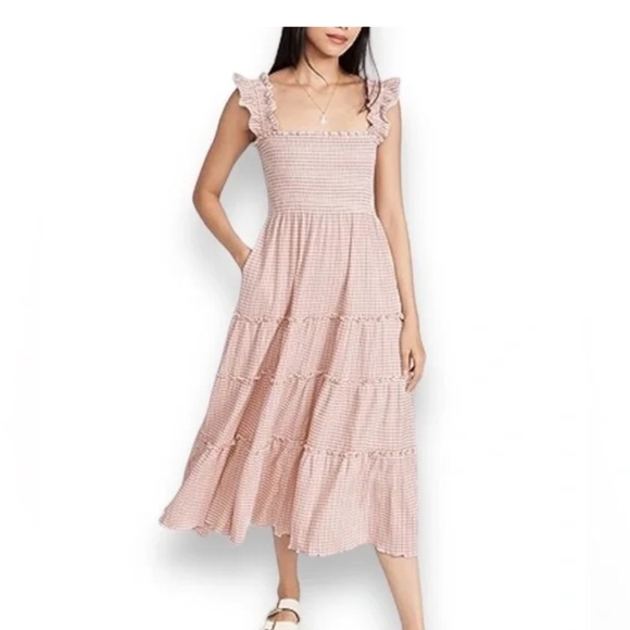 NWOT O.P.T Lazy Afternoon Dress in Pink Plaid - Picture 1 of 5